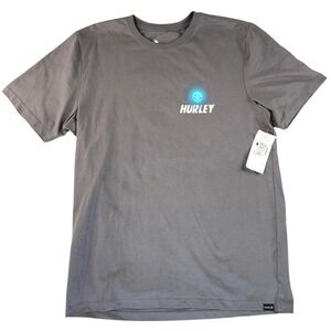Hurley Mens M NWT Explorer Graphic T Shirt Gray Short Sleeve Sun Logo Size M